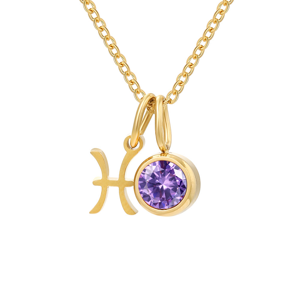 BIRTHSTONE ZODIAC DOUBLE PENDANT NECKLACE