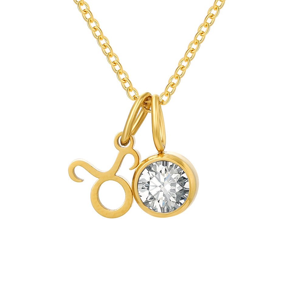 BIRTHSTONE ZODIAC DOUBLE PENDANT NECKLACE