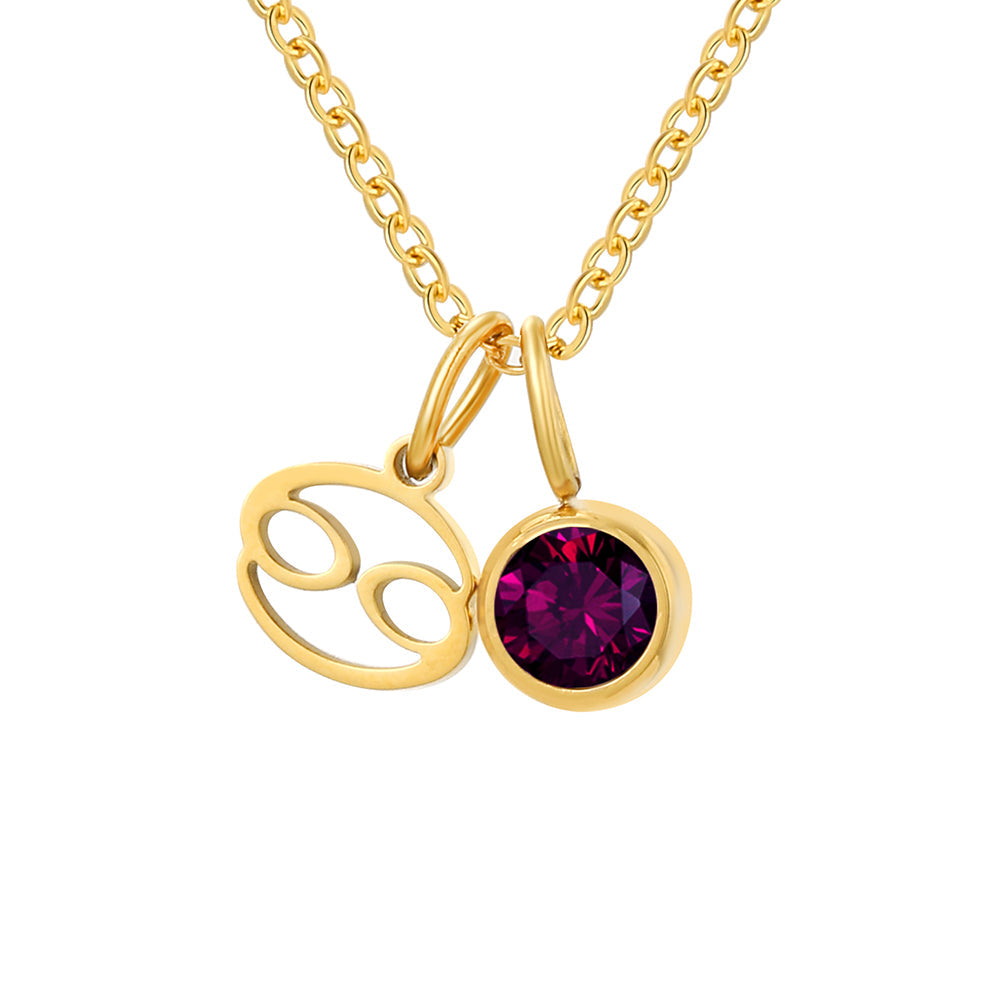 BIRTHSTONE ZODIAC DOUBLE PENDANT NECKLACE