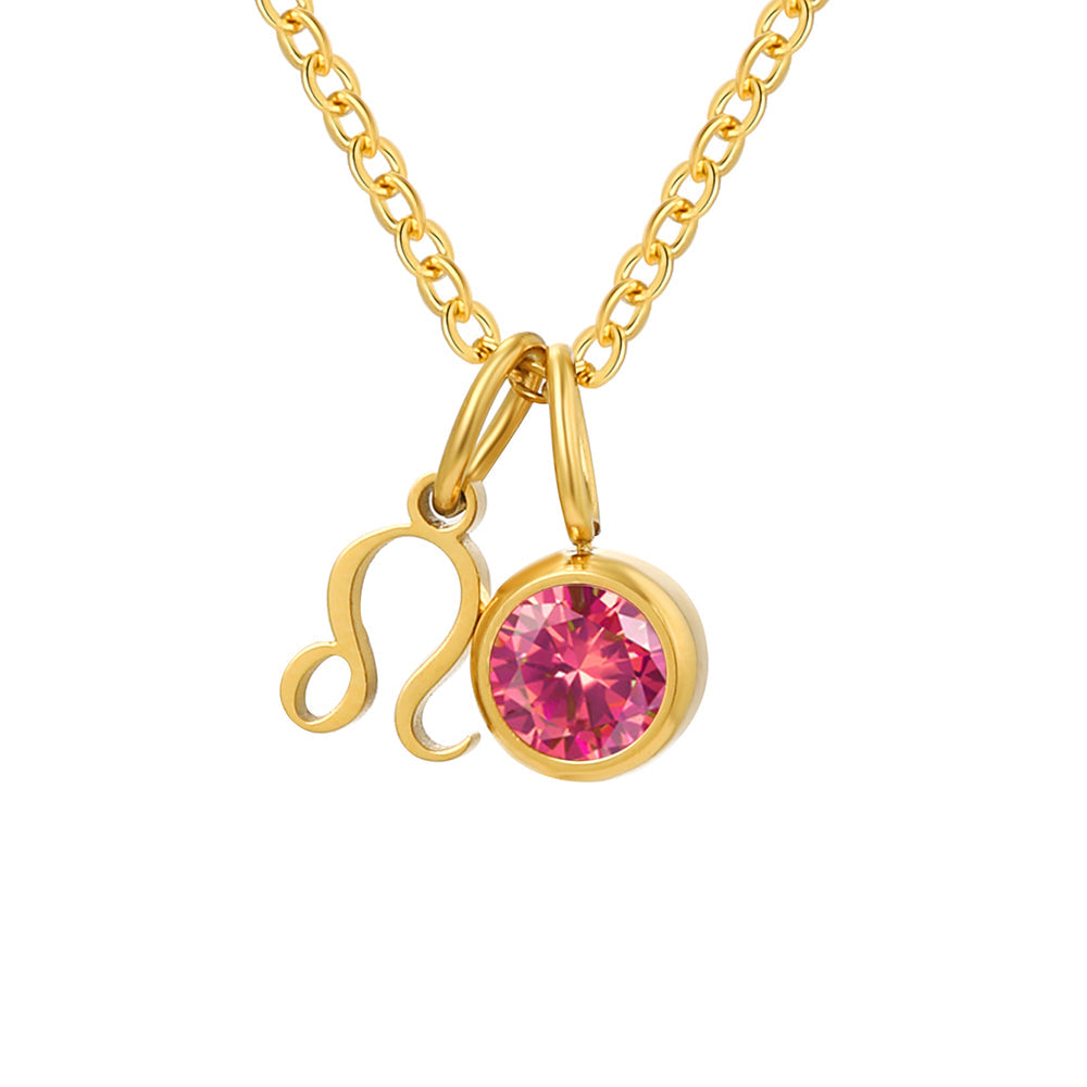 BIRTHSTONE ZODIAC DOUBLE PENDANT NECKLACE
