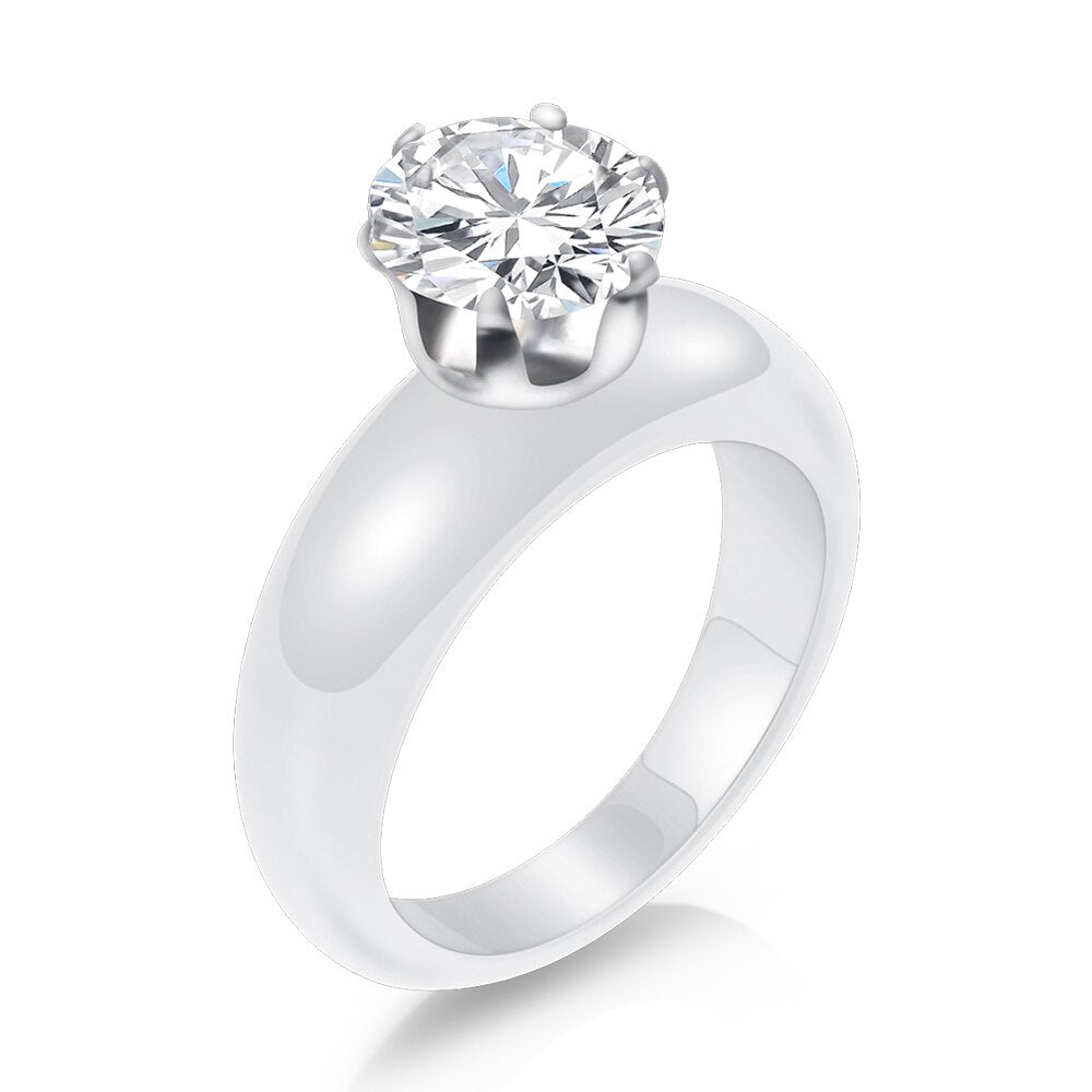INLAID ZIRCON STAINLESS STEEL PROMISE RING