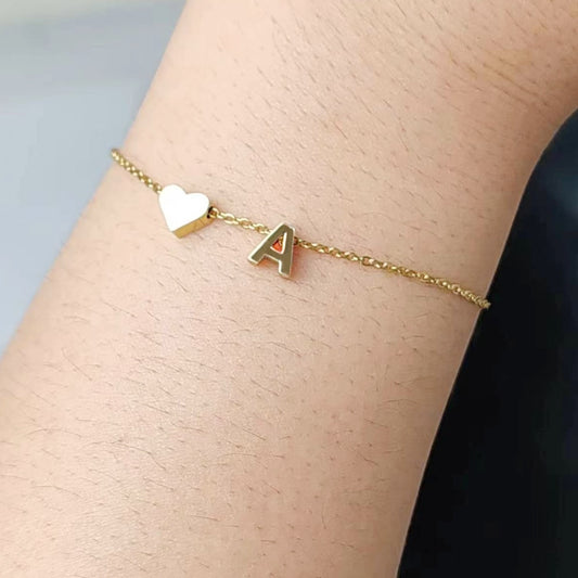 PERSONALIZED INITIAL HEART BRACELET