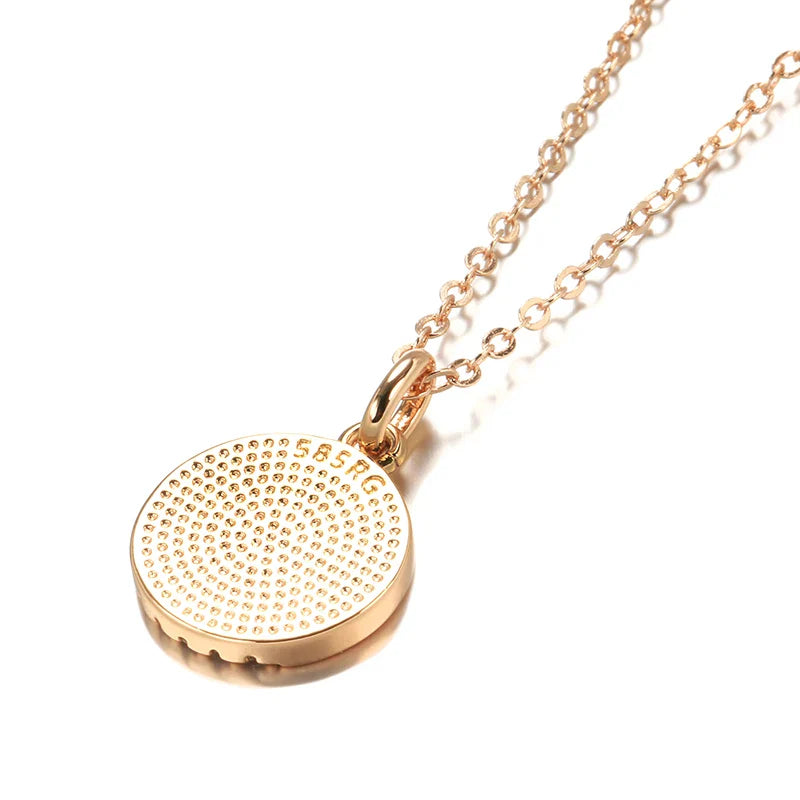 ROUND DISC ZIRCON PENDANT NECKLACE