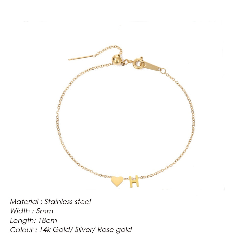 PERSONALIZED INITIAL HEART BRACELET