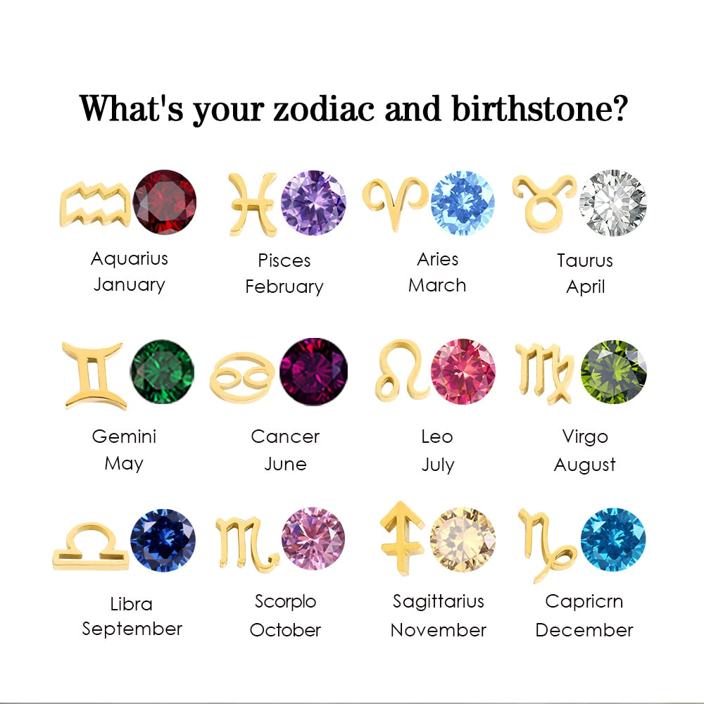BIRTHSTONE ZODIAC DOUBLE PENDANT NECKLACE