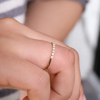GOLD MOISSANITE DIAMOND WEDDING BAND ETERNITY ENGAGEMENT RING