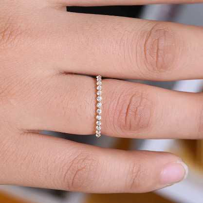 GOLD MOISSANITE DIAMOND WEDDING BAND ETERNITY ENGAGEMENT RING