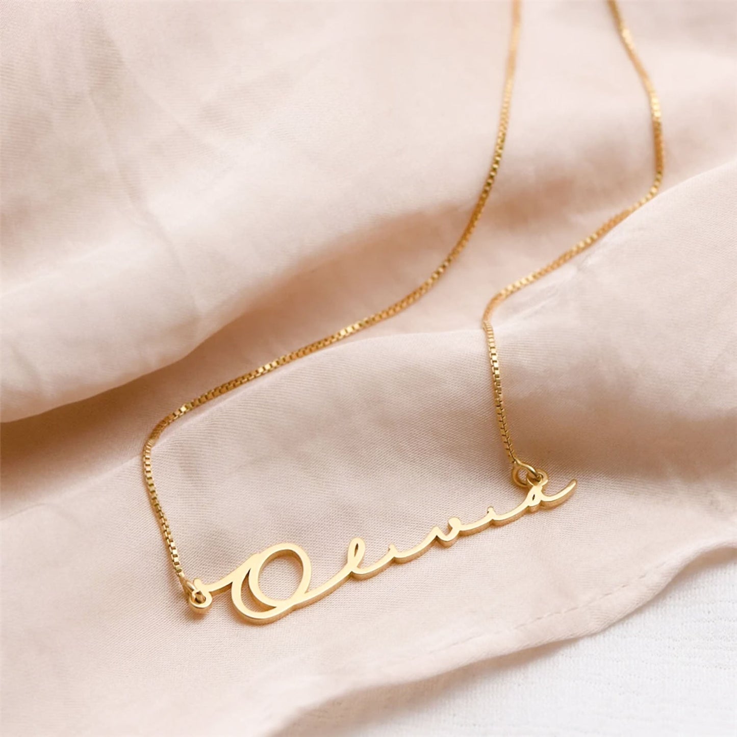 DAINTY SCRIPT NAME NECKLACE WITH VENETIAN CHAIN BUNDLE
