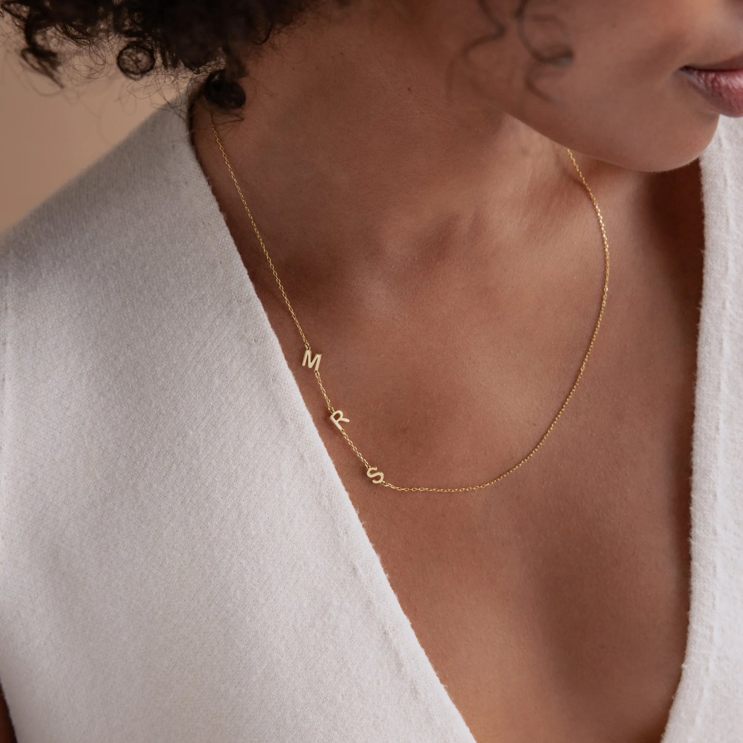 CUTE SIDEWAYS INITIAL LETTER NECKLACE