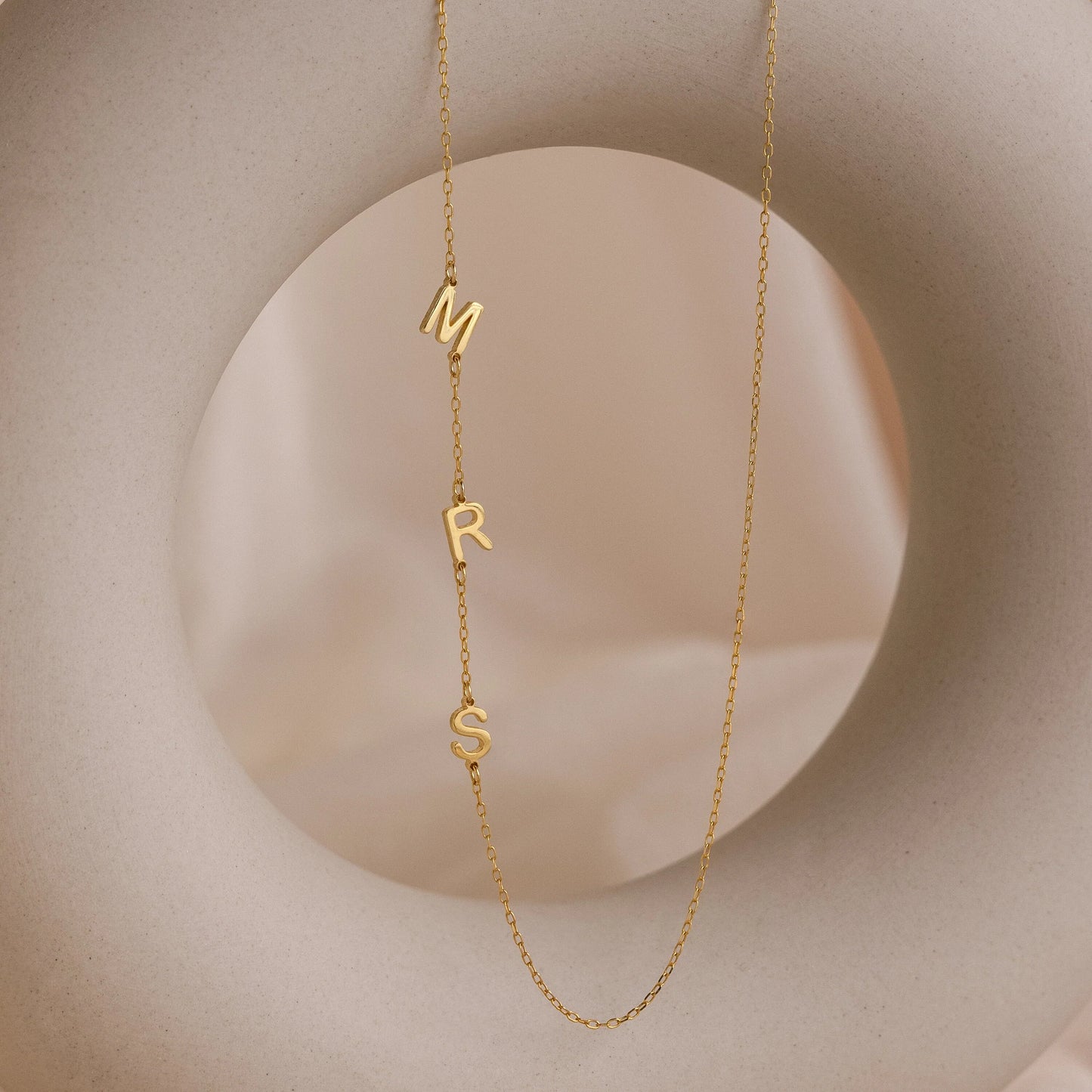 CUTE SIDEWAYS INITIAL LETTER NECKLACE