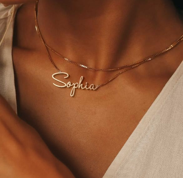 DAINTY SCRIPT NAME NECKLACE WITH VENETIAN CHAIN BUNDLE