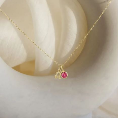 BIRTHSTONE ZODIAC DOUBLE PENDANT NECKLACE