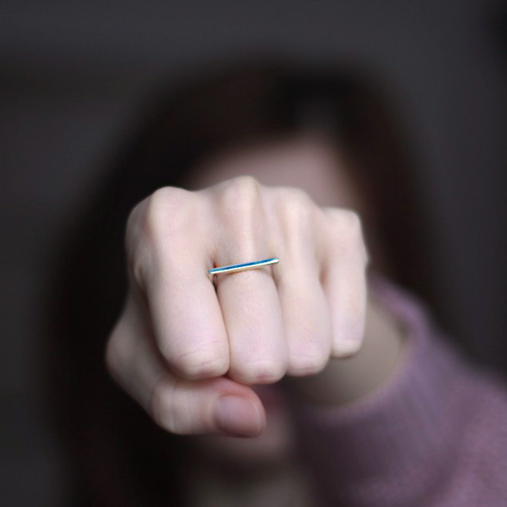 D SHAPE SILVER RING
