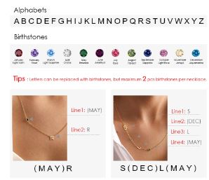 SIDEWAYS LETTER NECKLACE WITH BIRTHSTONE