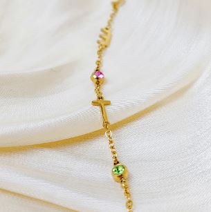 SIDEWAYS LETTER NECKLACE WITH BIRTHSTONE