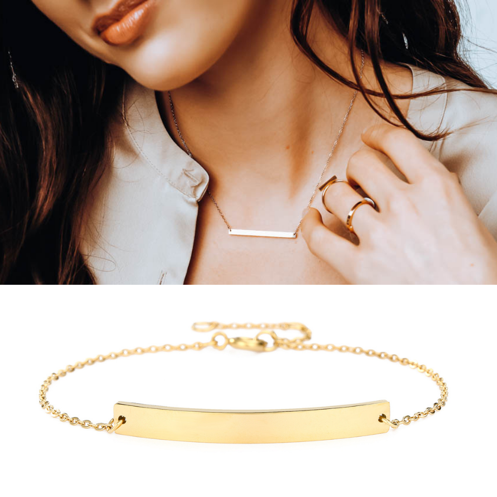 DELICATE BAR NECKLACE AND BRACELET SET