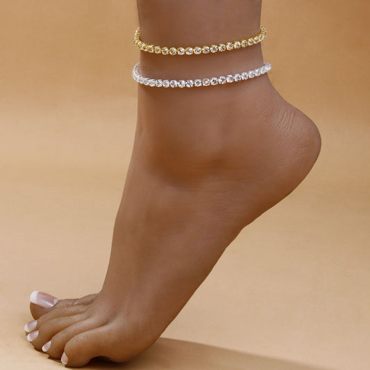 RHINESTONE TENNIS CHAIN ANKLET