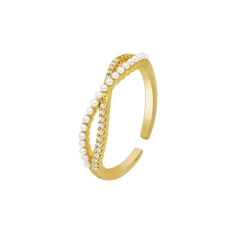 CROSS BOW PEARL RING