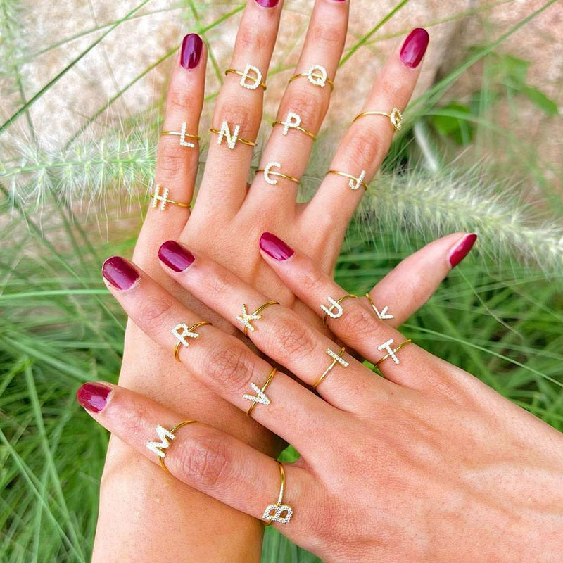 ZIRCON INITIAL LETTER RINGS