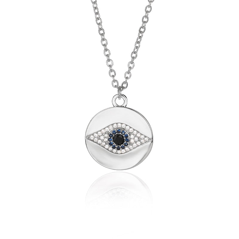LUCKY EYE FATIMA NECKLACES EVIL EYE PENDANT NECKLACE STAINLESS STEEL CHAIN VINTAGE NECKLACE FOR WOMEN GIRLS JEWELRY GIFT