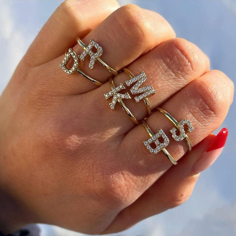 ZIRCON INITIAL LETTER RINGS