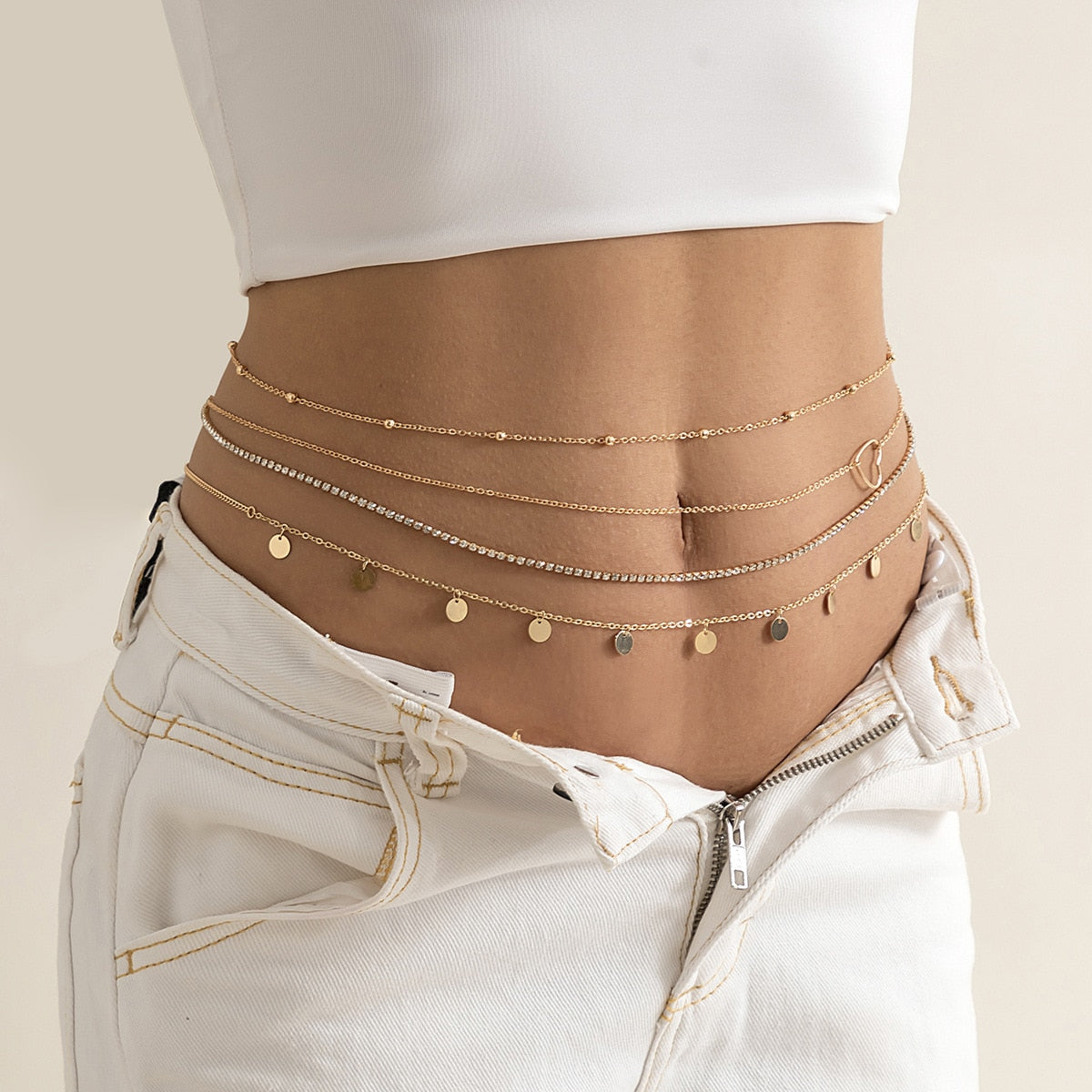 BOHO VINTAGE MULTILAYER CRYSTAL SHINY WAIST CHAIN