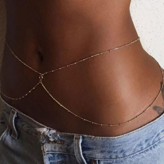 DOUBLE LAYER COPPER BEAD BELLY CHAIN