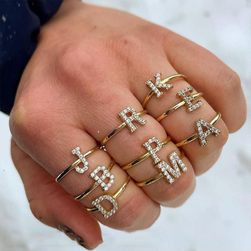 ZIRCON INITIAL LETTER RINGS