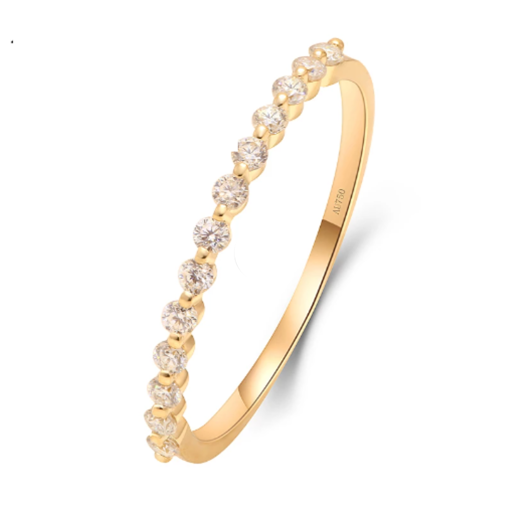 GOLD MOISSANITE DIAMOND WEDDING BAND ETERNITY ENGAGEMENT RING