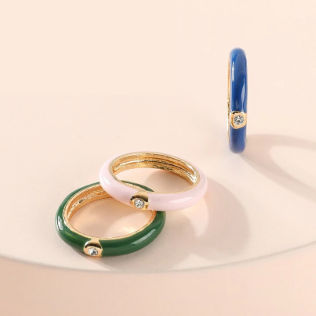 COLORED SIMPLE STYLE ENAMEL RINGS