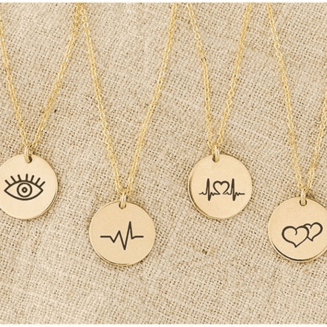 CUSTOM PERSONALITY ICON ENGRAVED DISC NECKLACE