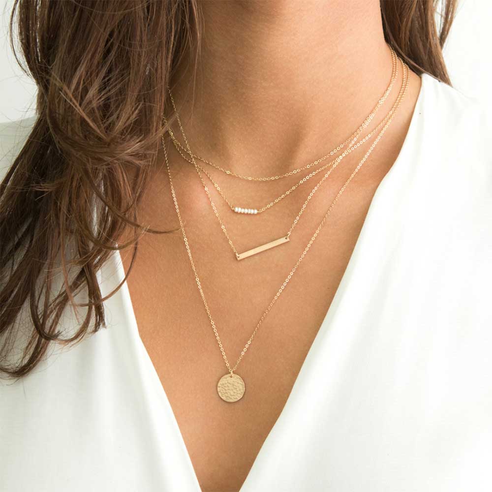 Dainty Layering Necklace, Thin Gold Chain, Sterling Silver, Rose