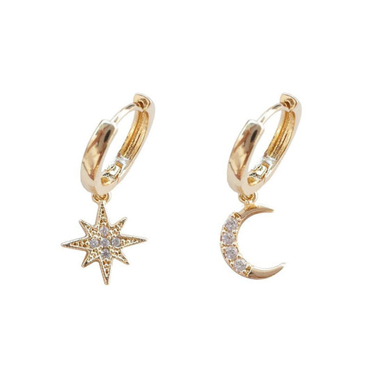 MOON AND STAR HOOP EARRINGS