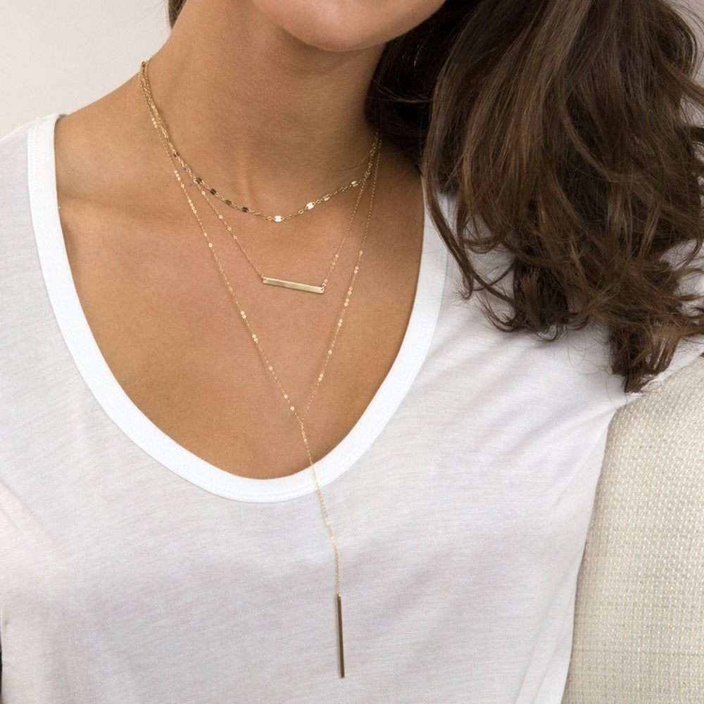 AESTHETIC BAR CHOKER LAYERED NECKLACE SET - Ora Gift