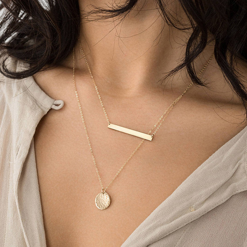 PRETTY SIMPLE BAR COIN LAYERED NECKLACE SET - Ora Gift