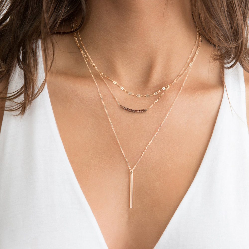 Fashionable Layered Necklace Set | Ora Gift Gold / Snake Chain / Classic Script by Ora Gift