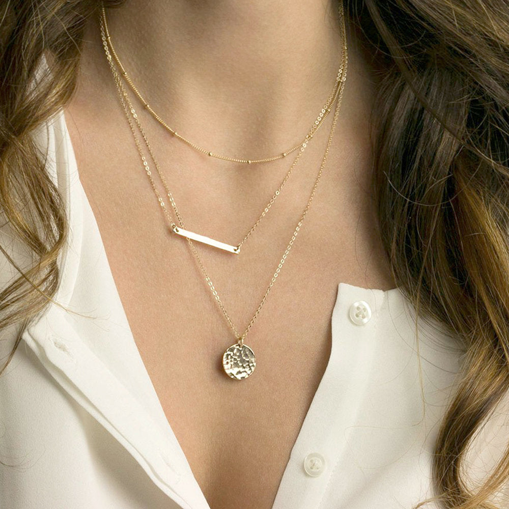 MINIMAL BAR AND COIN CHOKER NECKLACE SET - Ora Gift