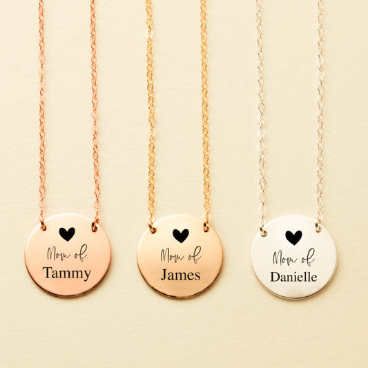 ENGRAVED MOM MINIMAL COIN NECKLACE