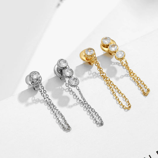 DIAMOND CHAIN STUD EARRINGS