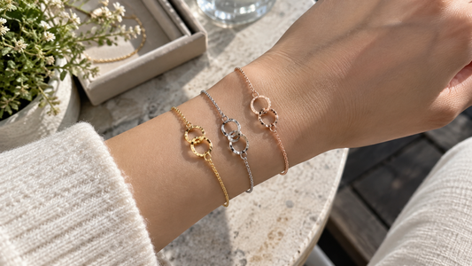 Best jewelry color for skin tone comparison featuring gold, silver, and rose gold pieces