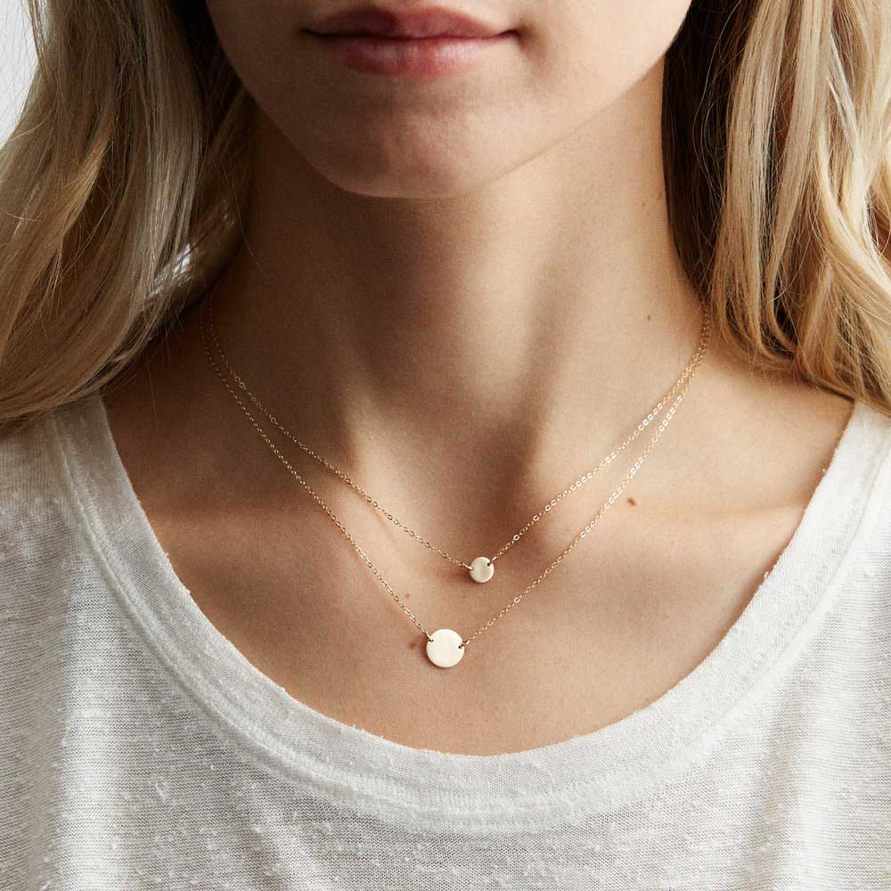 CUTE DOUBLE DISC LAYERED NECKLACE SET