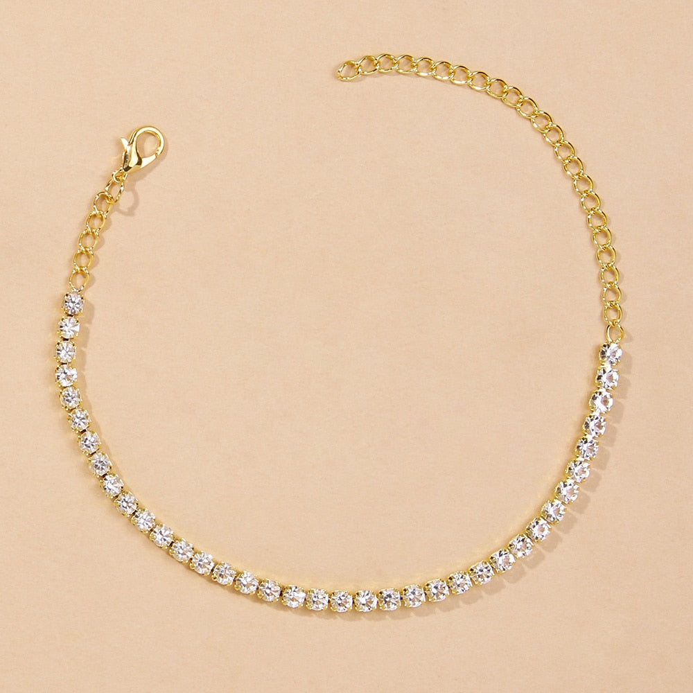 RHINESTONE TENNIS CHAIN ANKLET