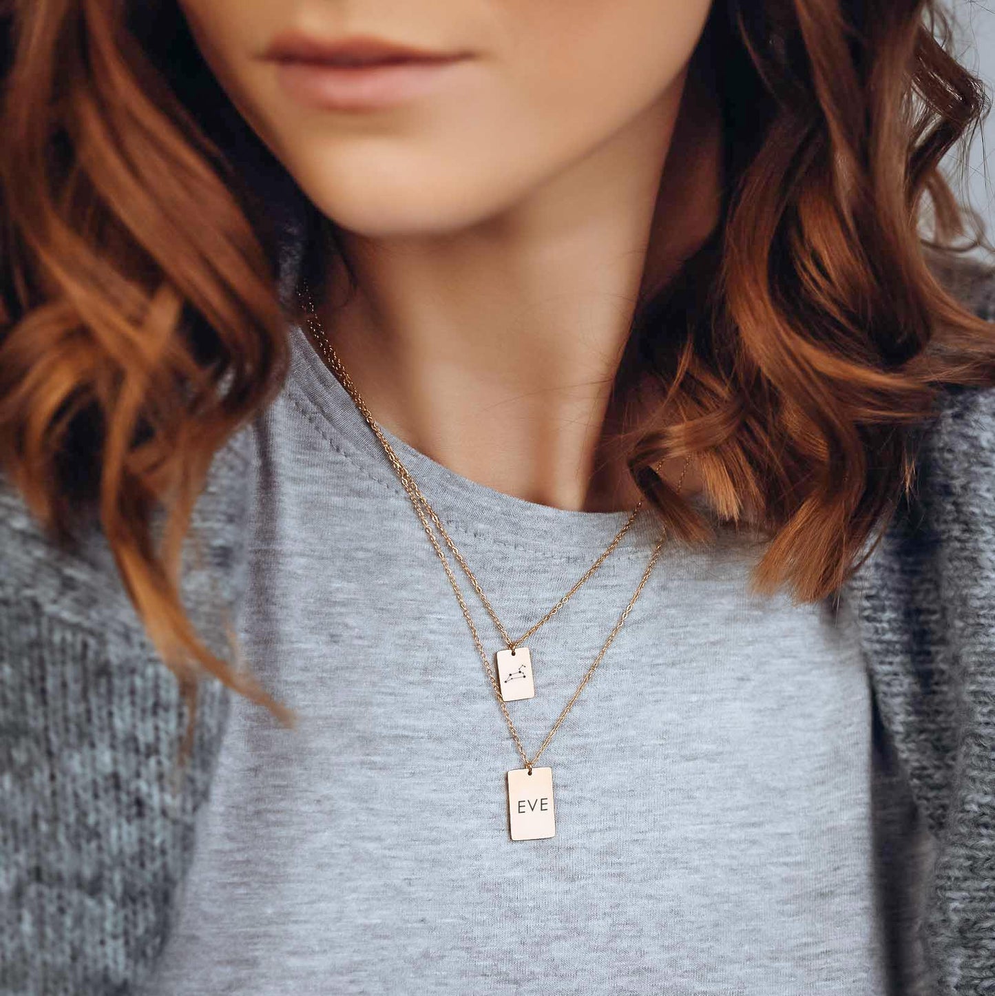 ICONIC RECTANGLE LAYERED NECKLACE SET