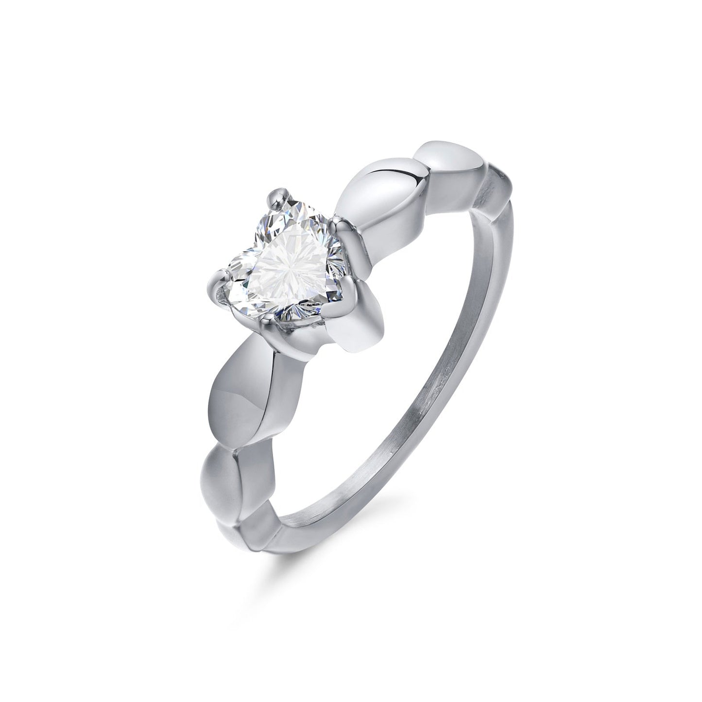 ROMANTIC HEART CZ ENGAGEMENT RING