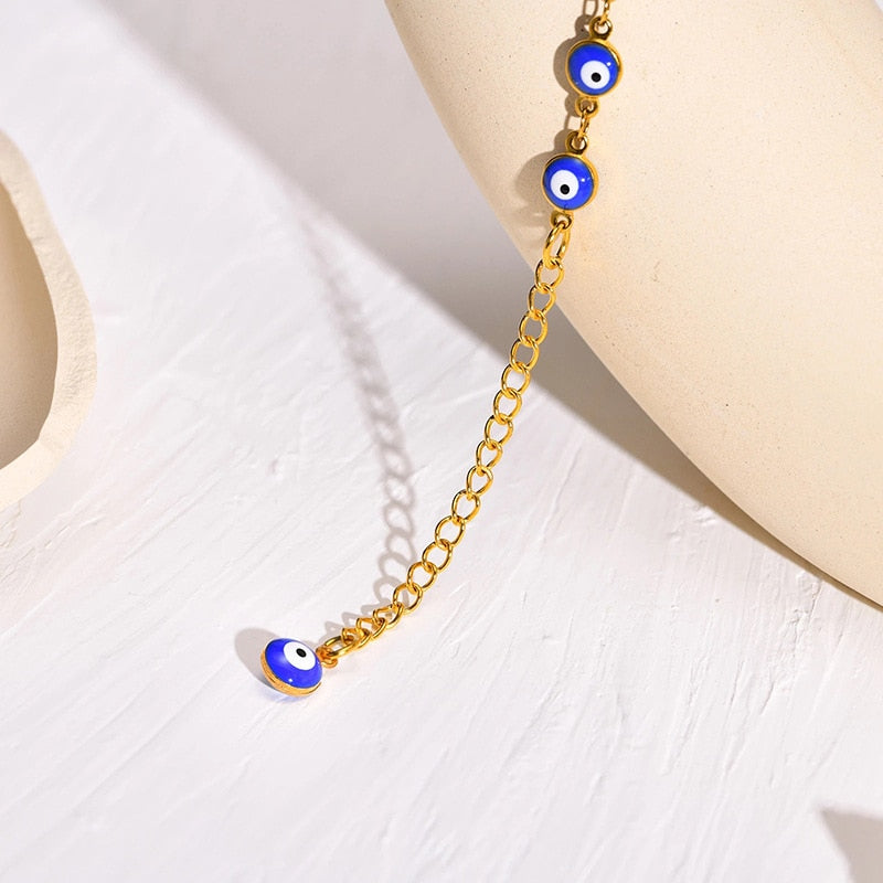 HAMSA HAND BLUE EVIL EYE CHARM ANKLET