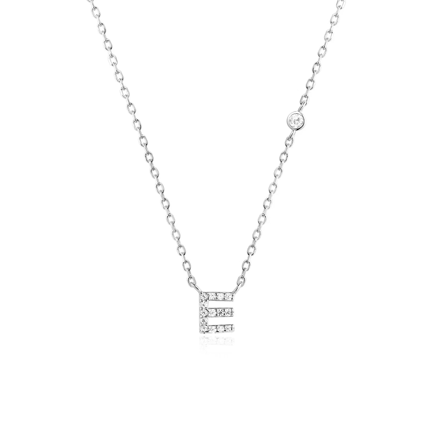 STERLING SILVER CZ INITIAL NECKLACE