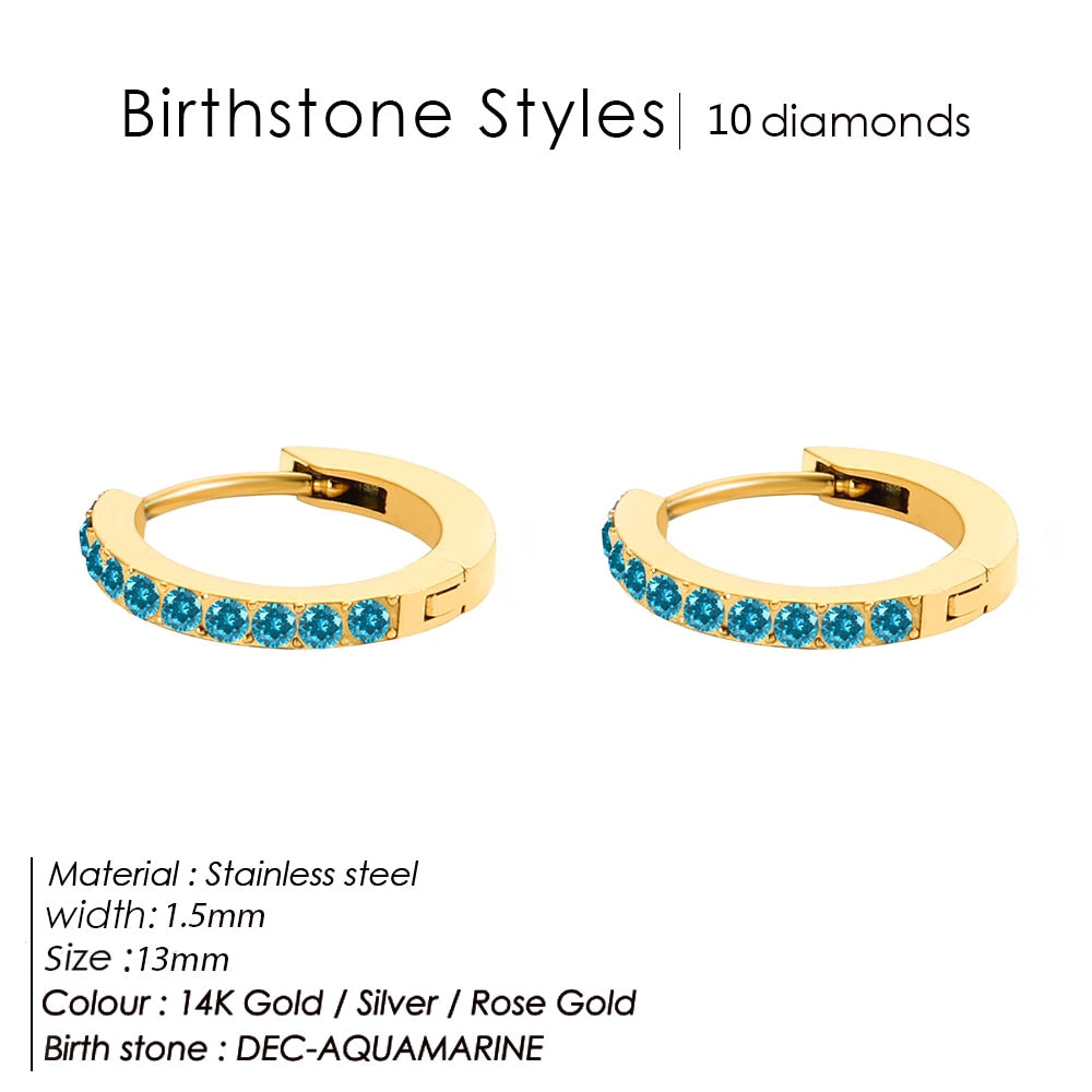 Birthstone Minimalist Huggie Hoop Earrings