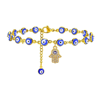 HAMSA HAND BLUE EVIL EYE CHARM ANKLET