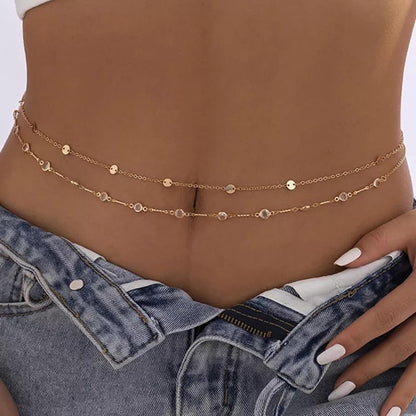 VINTAGE MINIMALISM CRYSTAL BELLY BELT CHAIN