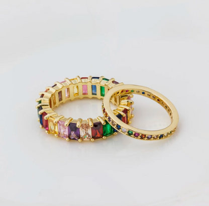 COLORFUL BIRTHSTONE ETERNITY BAND RING